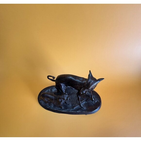 Maitland Smith Bronze Dog Sculpture Greyhound & Pekingese Dog on Base - Picture 5 of 8